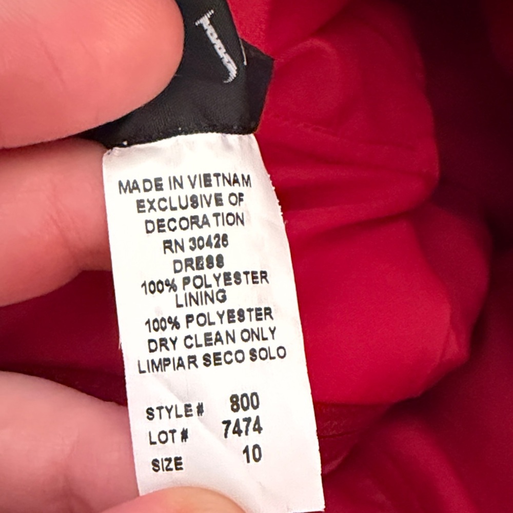 Bari Jay Vibrant Red Strapless Satin- like Cocktail DressSz 10 - Picture 7 of 7